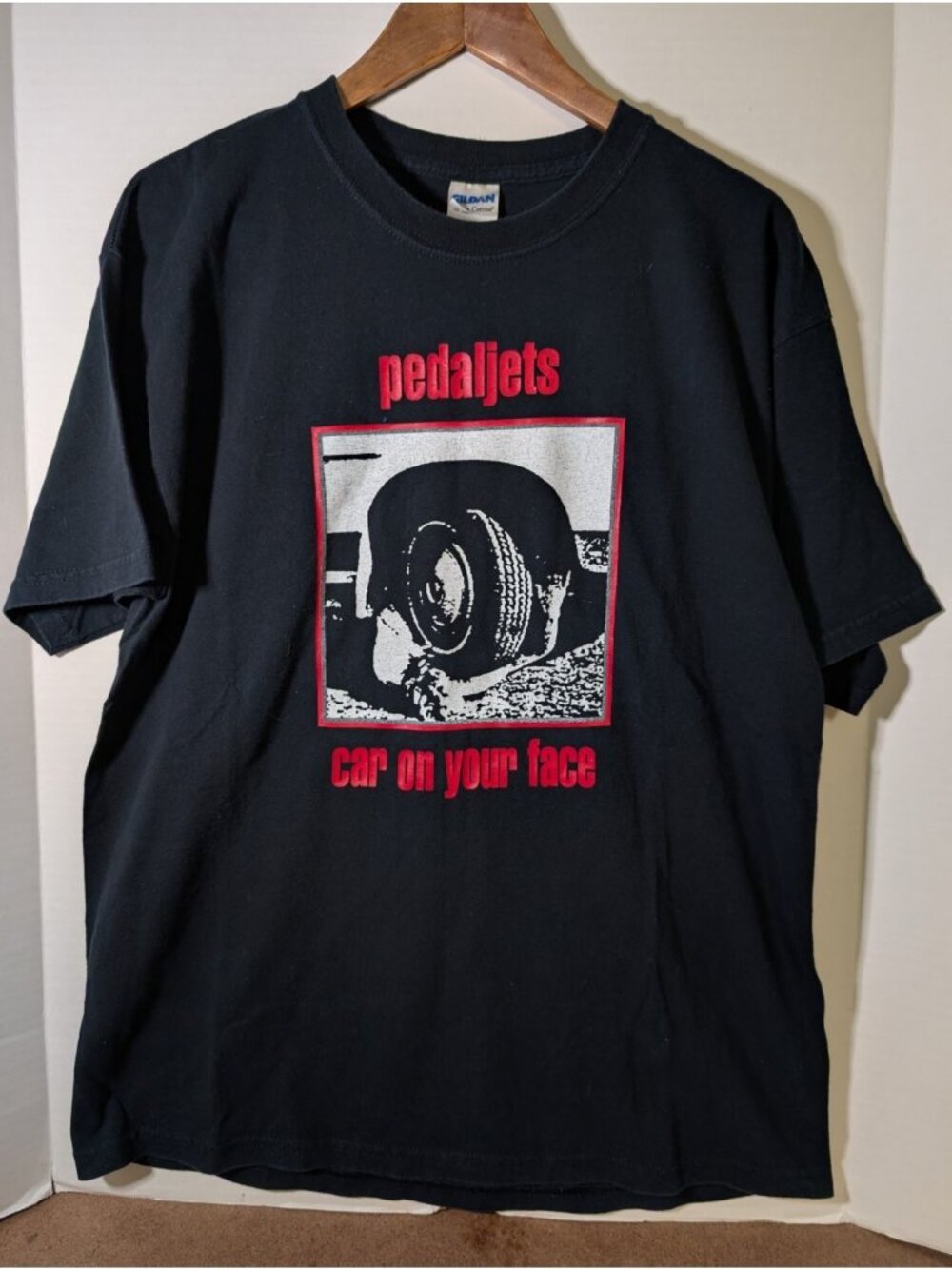 Vintage Pedaljets Car On Your Face Band Concert Tee Black T Shirt Sz L Large